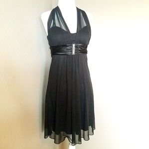 Black Shimmer Formal Halter Dress